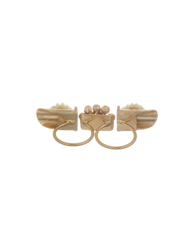 Floral Bead Statement Ethnic Double Finger Ring | Stylika