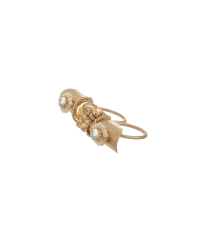 Floral Bead Statement Ethnic Double Finger Ring | Stylika