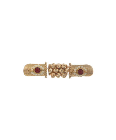 Floral Bead Statement Ethnic Double Finger Ring | Stylika