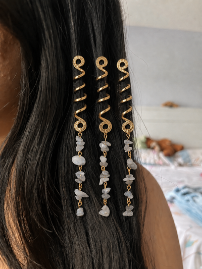 Long Spiral Clouds Stone Chip Hair Braidlet | Stylika