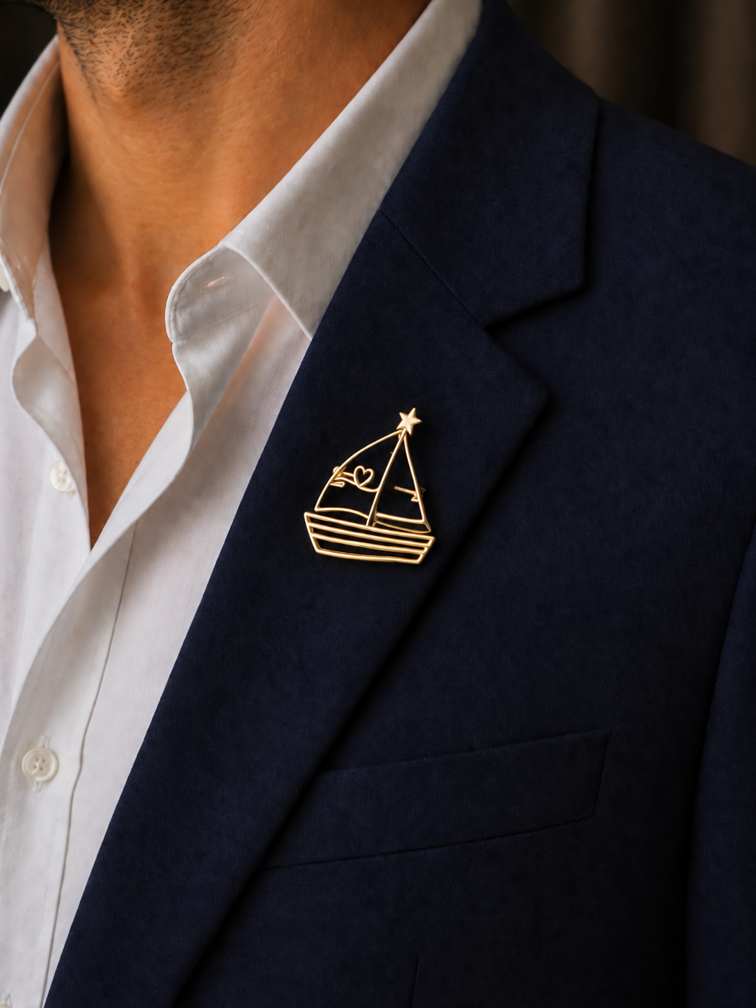 Sailboat With Star And Heart Brooch | Stylika