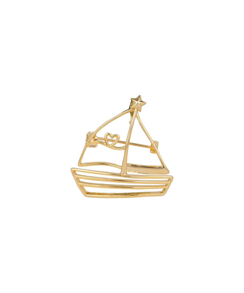Sailboat With Star And Heart Brooch | Stylika