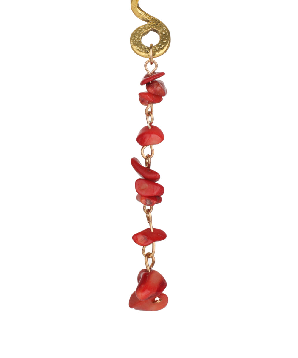Long Spiral Red Stone Chip Hair Braidlet | Stylika