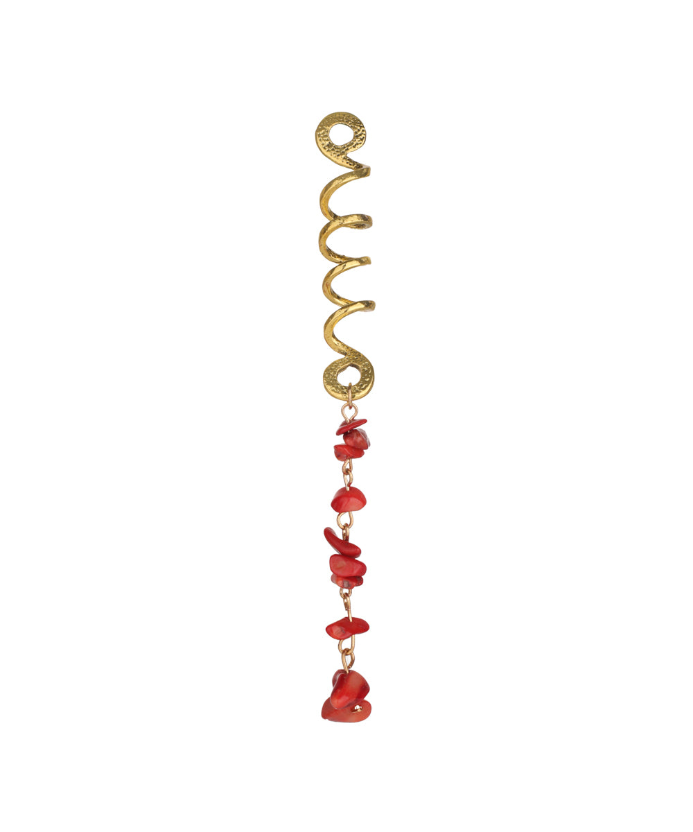 Long Spiral Red Stone Chip Hair Braidlet | Stylika