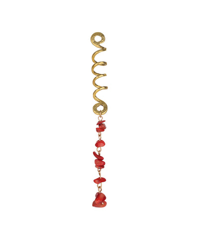 Long Spiral Red Stone Chip Hair Braidlet | Stylika