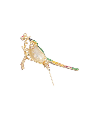 Hummingbird With Cherry Brooch | Stylika
