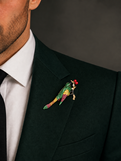 Hummingbird With Cherry Brooch | Stylika