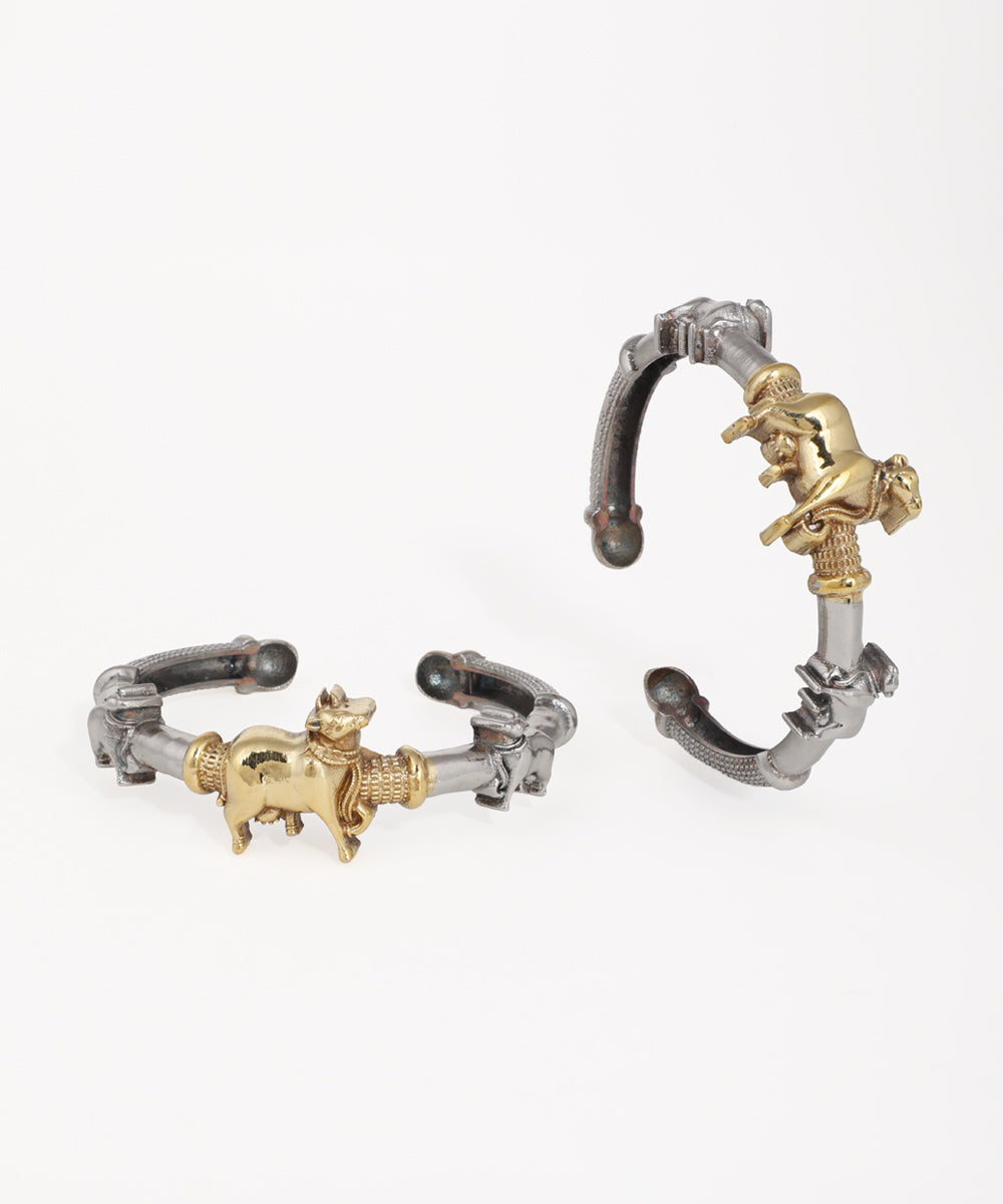 Traditional Oxidised Kadas with Animal Figures | Stylika