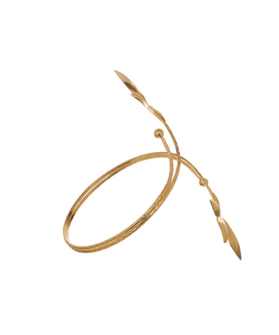 Nature-Inspired Sculptural Leaf Coil Arm Cuff | Stylika