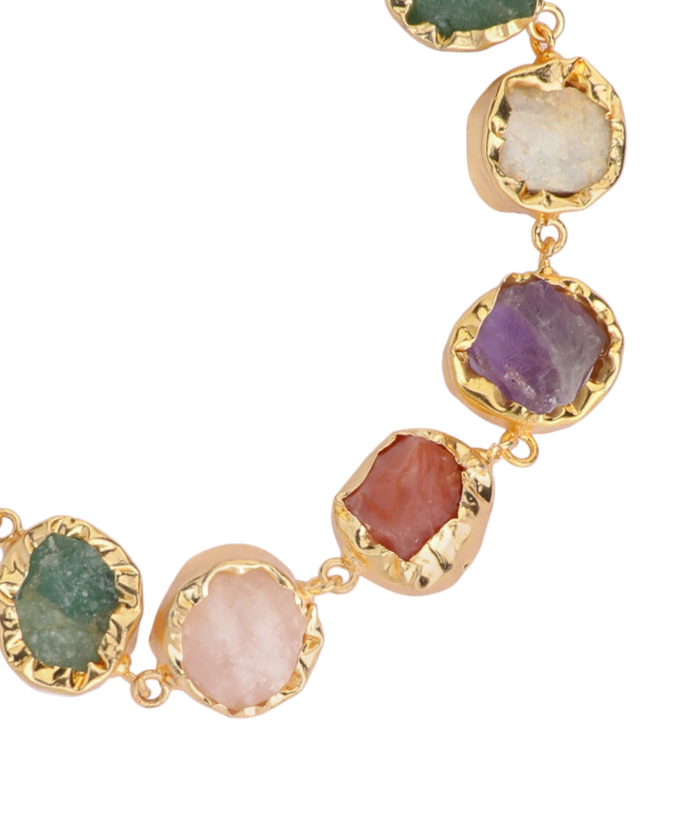 Multi Stone Uncut Rough Stone Chain Bracelet | Stylika