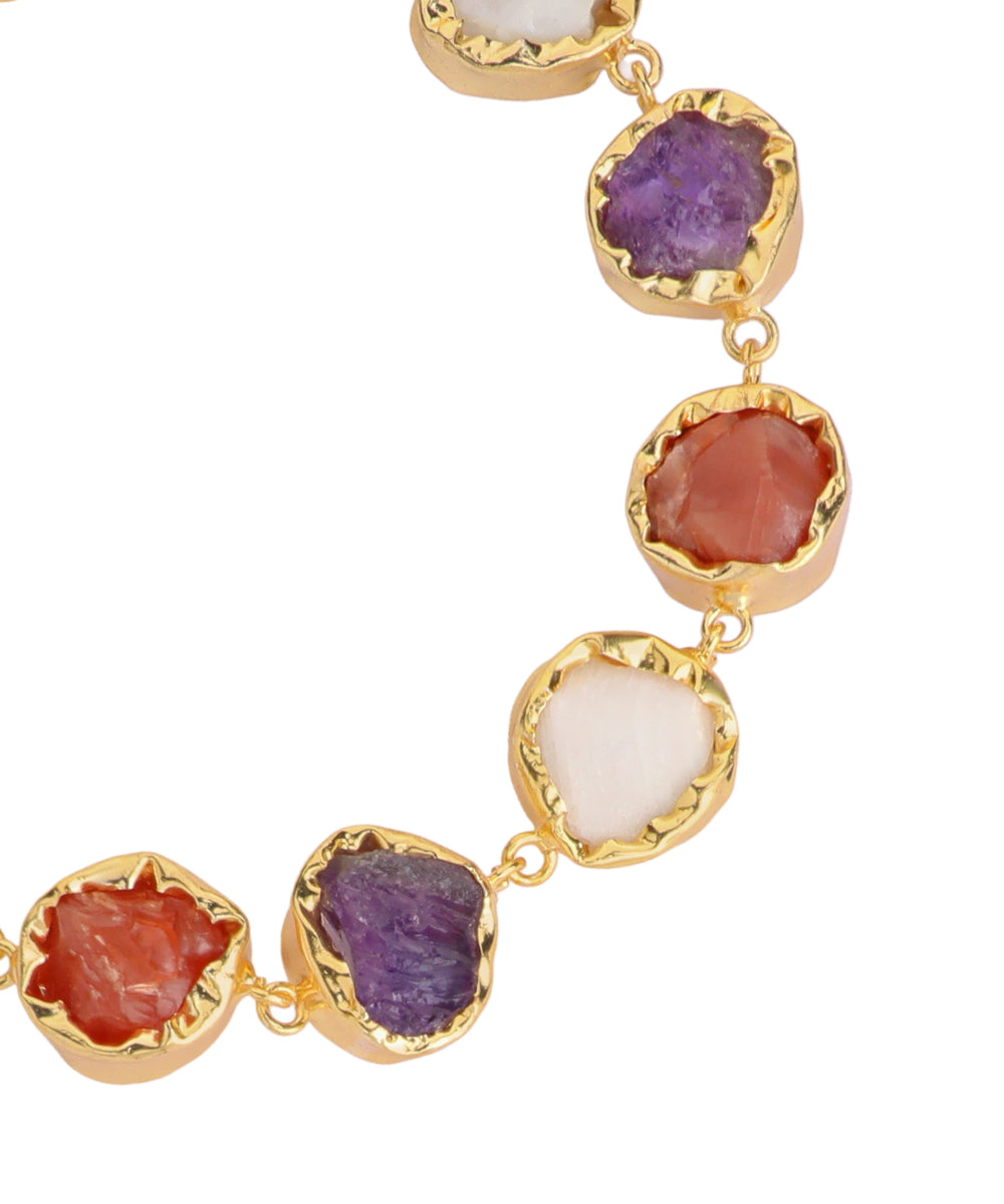Multi Stone Uncut Rough Stone Chain Bracelet | Stylika
