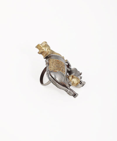 Oxidised Cow & Calf Ring Ethnic Design | Stylika