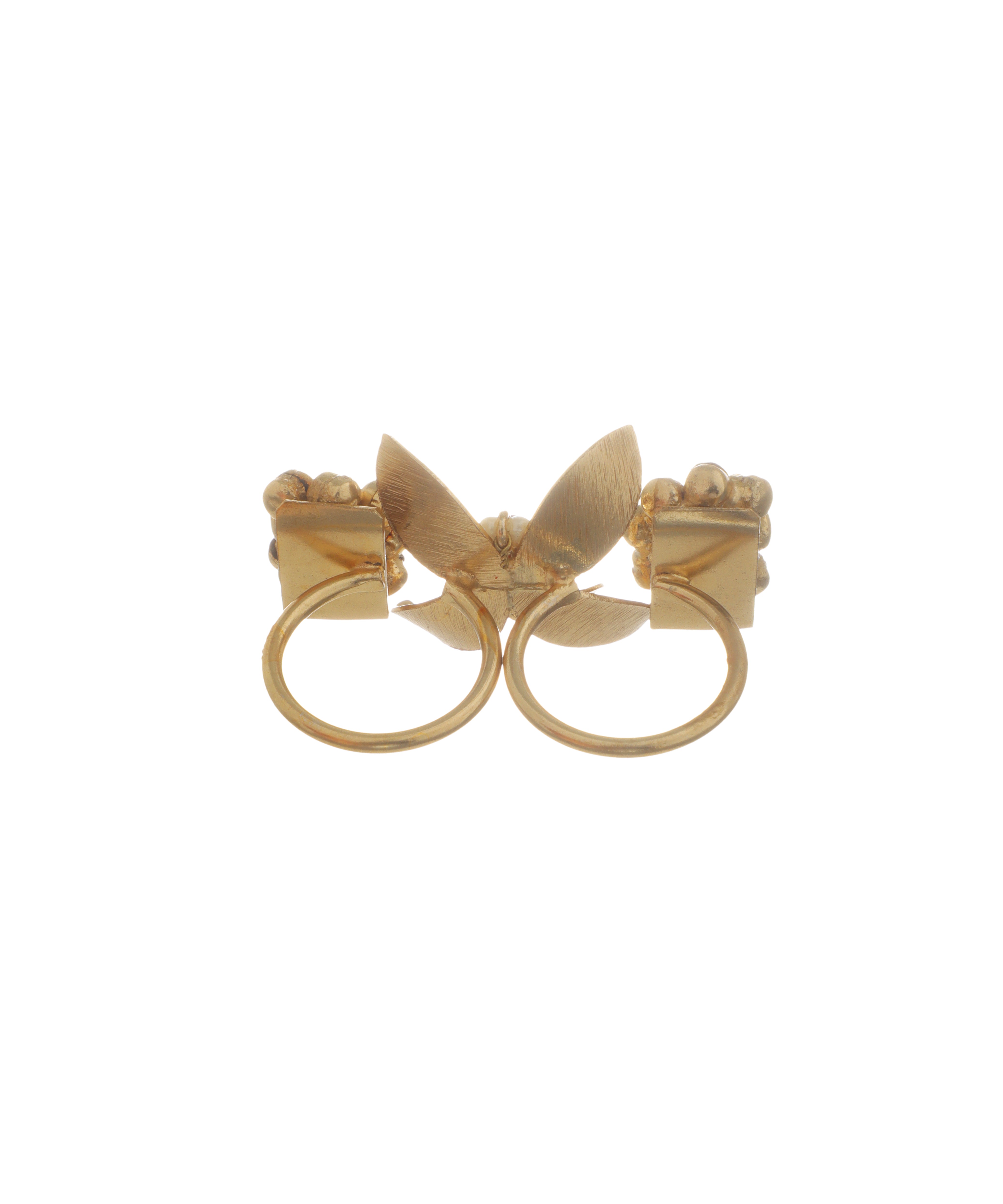 Ornate Floral Ethnic Double Finger Ring | Stylika