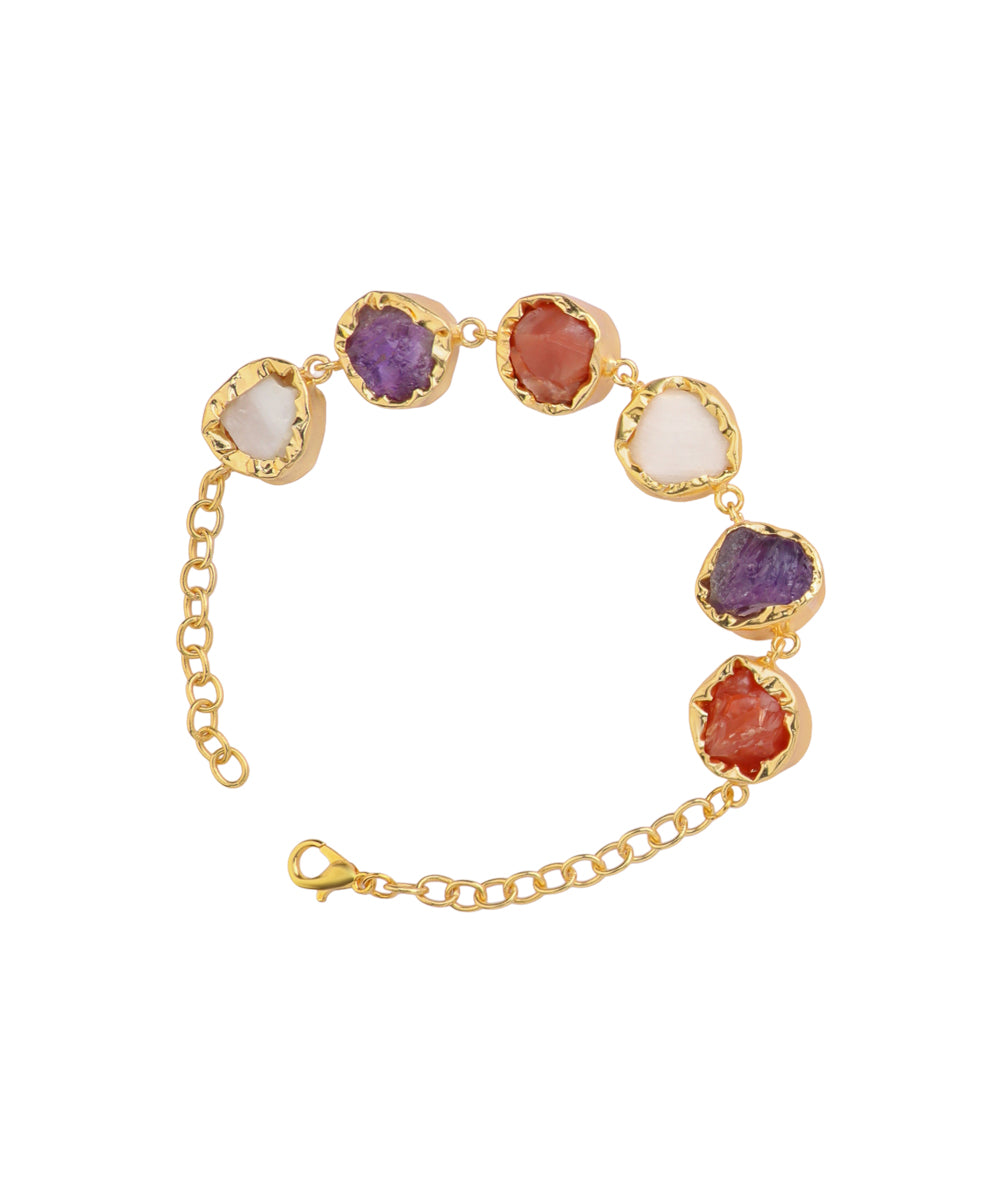 Multi Stone Uncut Rough Stone Chain Bracelet | Stylika