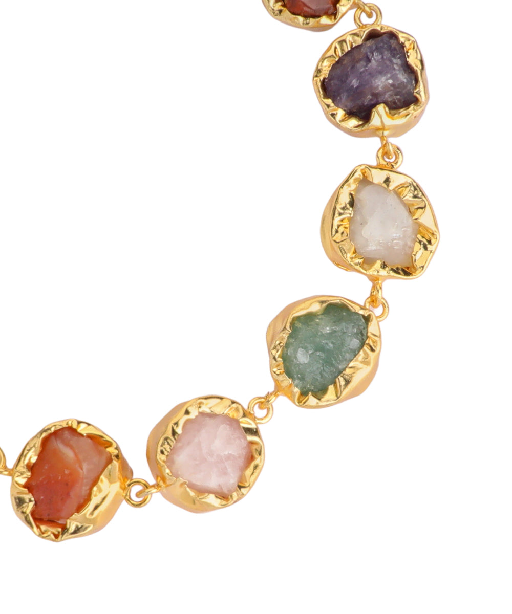 Multi Stone Uncut Rough Stone Chain Bracelet | Stylika