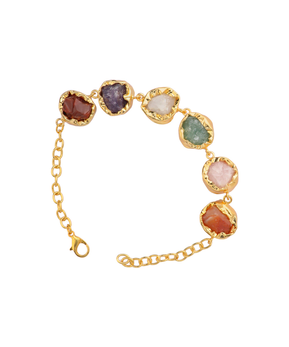 Multi Stone Uncut Rough Stone Chain Bracelet | Stylika