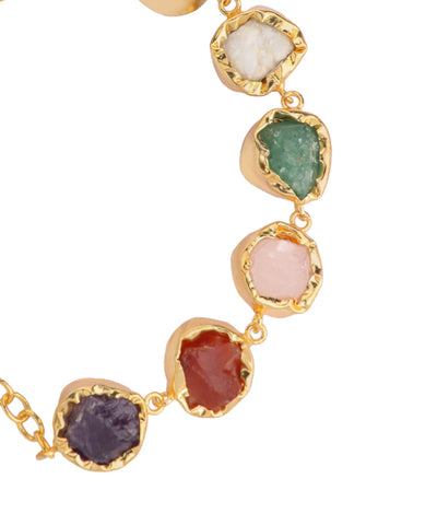 Multi Stone Uncut Rough Stone Chain Bracelet | Stylika