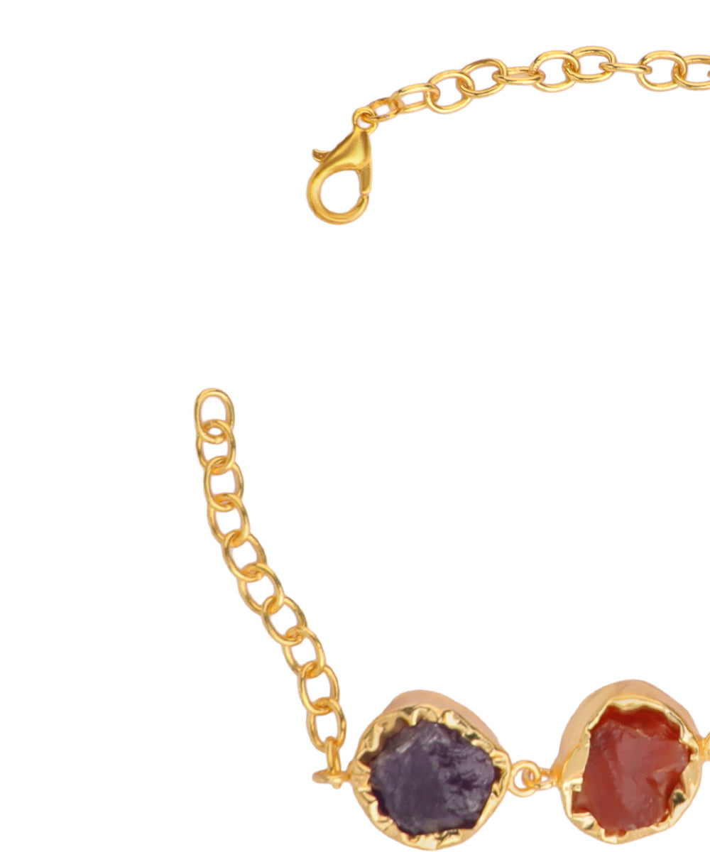Multi Stone Uncut Rough Stone Chain Bracelet | Stylika