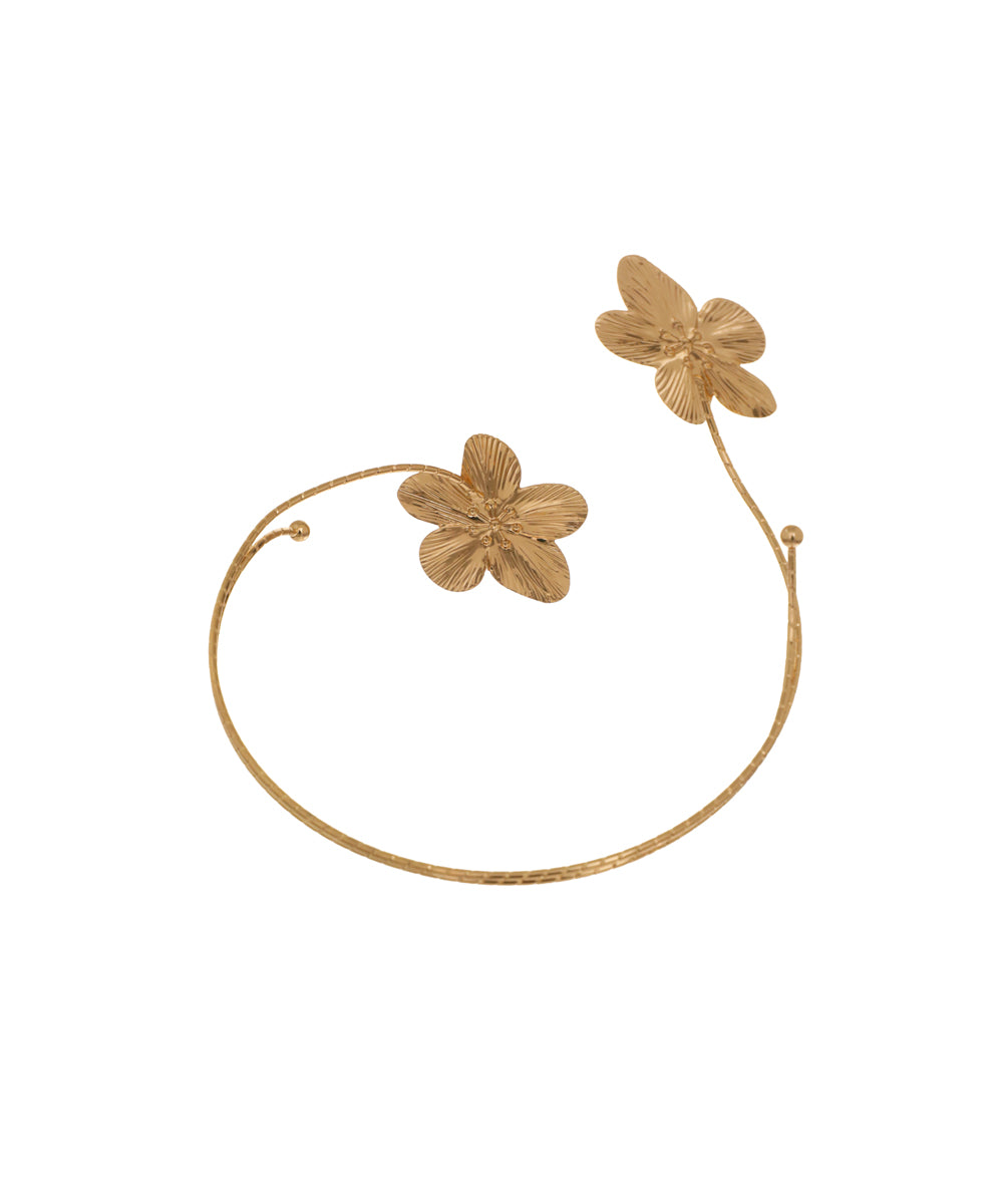 Nature-Inspired Sculpted Arm Cuff with Blossoms | Stylika