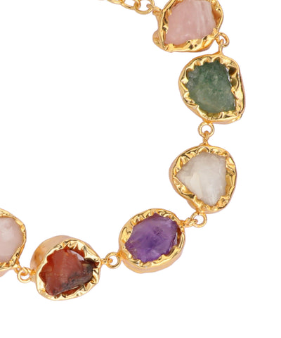 Multi Stone Uncut Rough Stone Chain Bracelet | Stylika