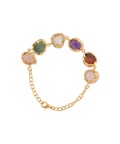 Multi Stone Uncut Rough Stone Chain Bracelet | Stylika