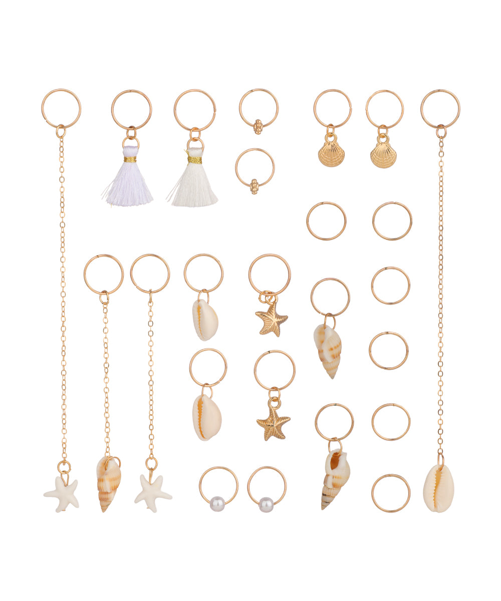 Coastal Charm Hair Braid Rings and Dangles Set | Stylika