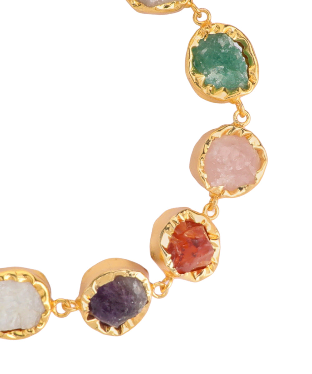 Multi Stone Uncut Rough Stone Chain Bracelet | Stylika
