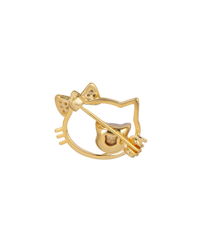 Hello Cat Brooch With Pookie Bow | Stylika