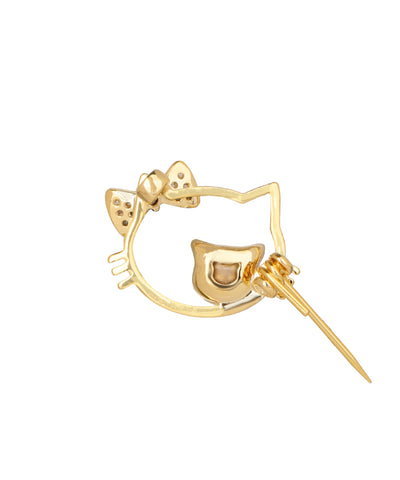 Hello Cat Brooch With Pookie Bow | Stylika