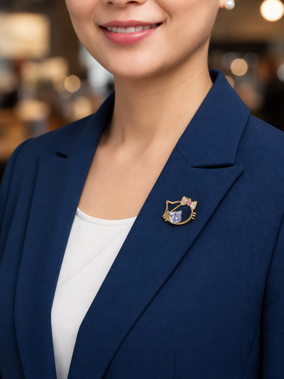 Hello Cat Brooch With Pookie Bow | Stylika