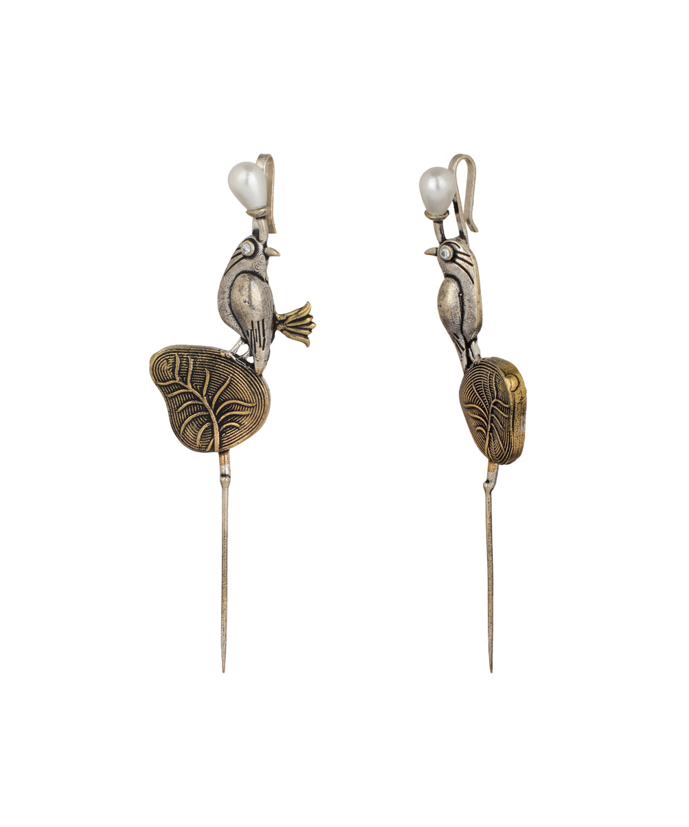 Bird and Leaf Drop Earrings | Stylika