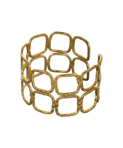 Hammered Open Link Cuff Bangle Bracelet | Stylika