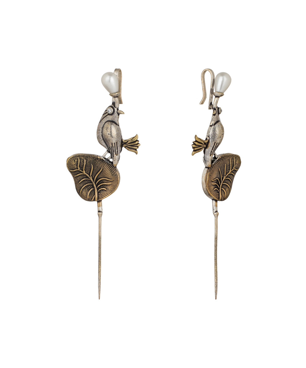 Bird and Leaf Drop Earrings | Stylika