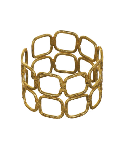 Hammered Open Link Cuff Bangle Bracelet | Stylika