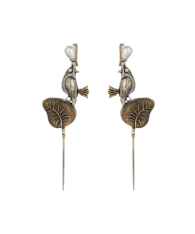 Bird and Leaf Drop Earrings | Stylika