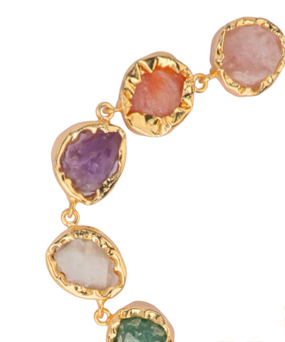 Multi Stone Uncut Rough Stone Chain Bracelet | Stylika