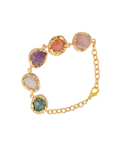 Multi Stone Uncut Rough Stone Chain Bracelet | Stylika