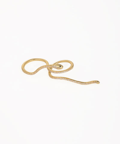 Elegant Serpent Wrap Statement Ring with Sparkle | Stylika