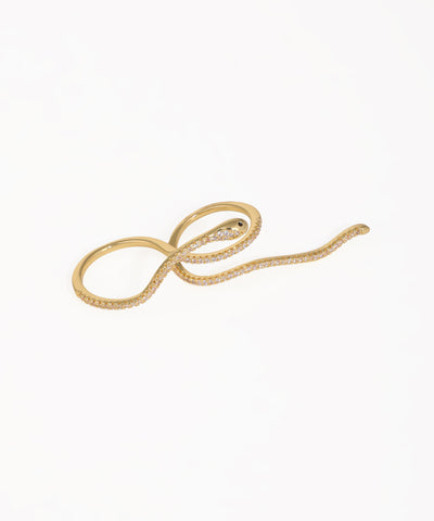 Elegant Serpent Wrap Statement Ring with Sparkle | Stylika