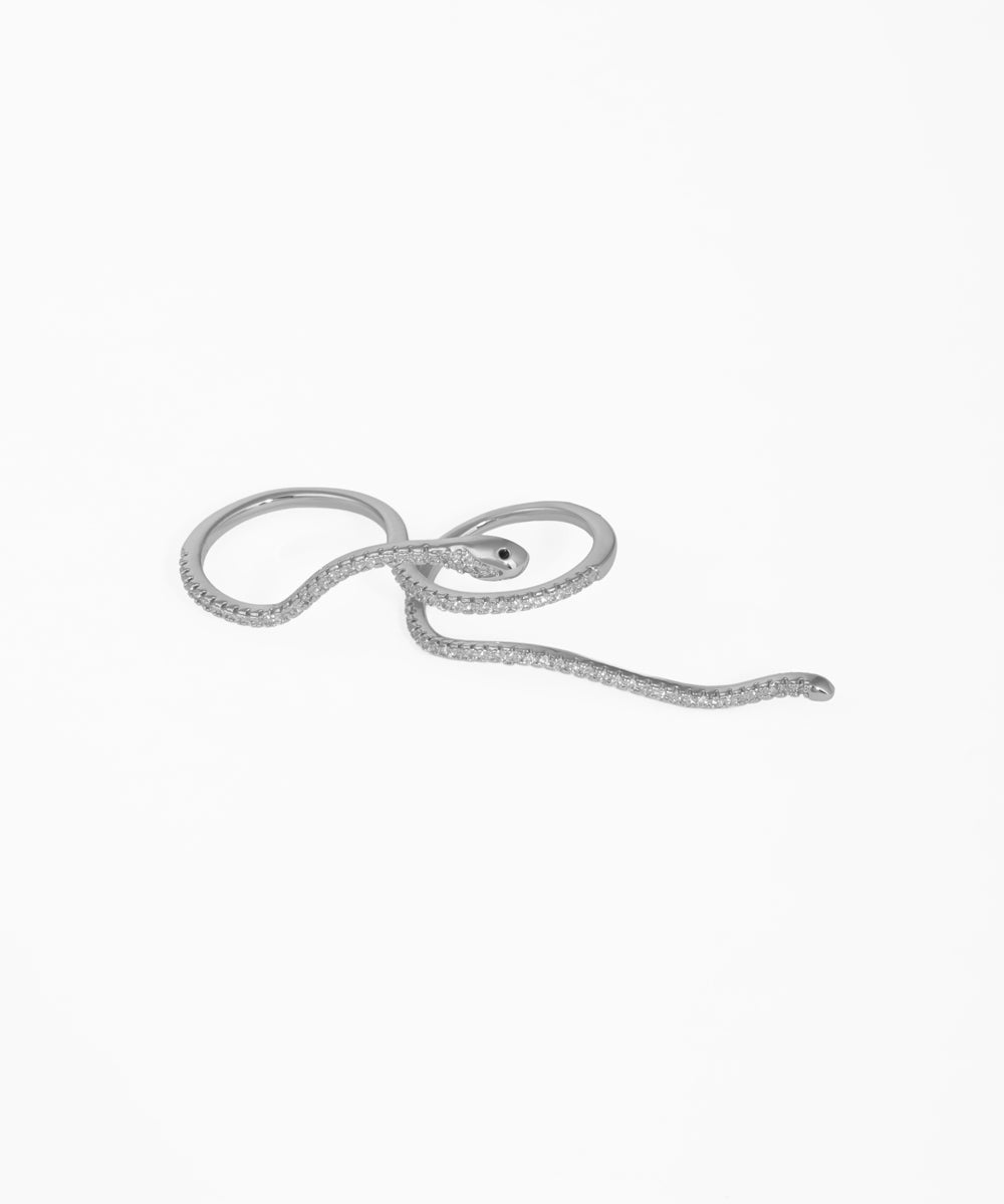 Elegant Serpent Wrap Statement Ring with Sparkle | Stylika