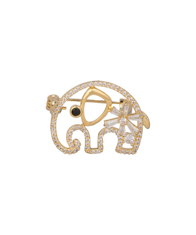 Elephant with Flower Brooch | Stylika