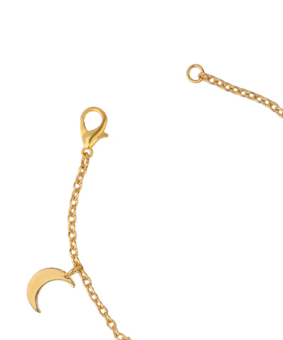 Crescent Charm Uncut Rough Stone Chain Bracelet | Stylika