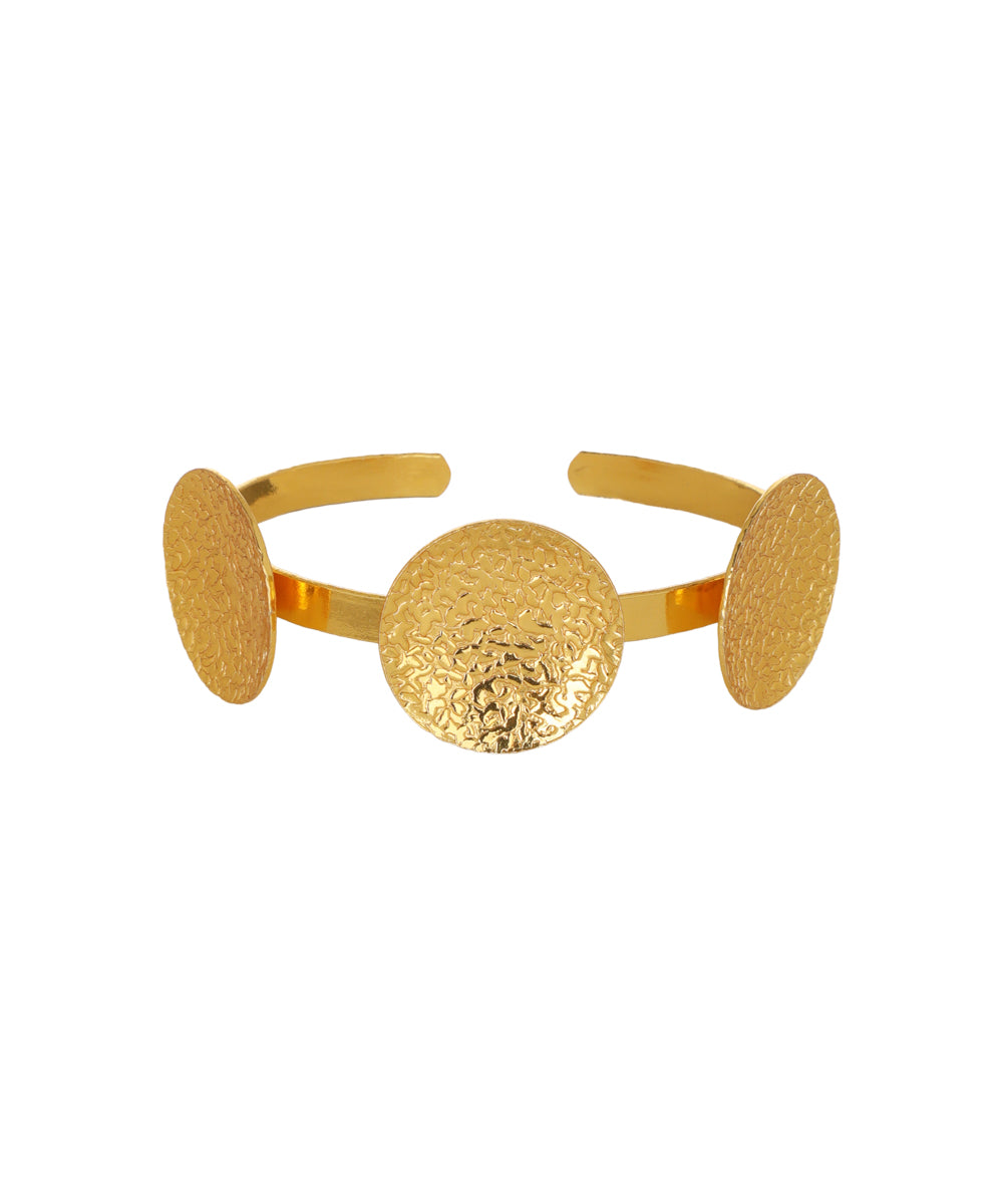 Hammered Disc Open Cuff Bangle Bracelet | Stylika