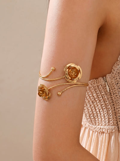 Artistic Rose Open Arm Cuff Statement Piece | Stylika