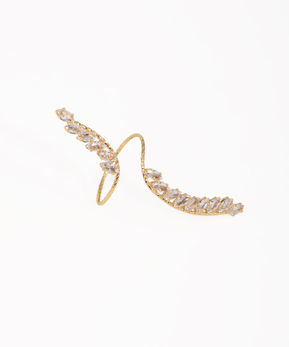 Statement Textured Band Marquise Stone Wrap Ring | Stylika