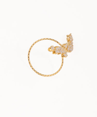 Statement Textured Band Marquise Stone Wrap Ring | Stylika
