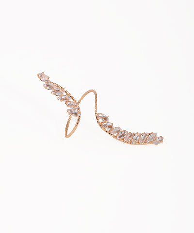 Statement Textured Band Marquise Stone Wrap Ring | Stylika