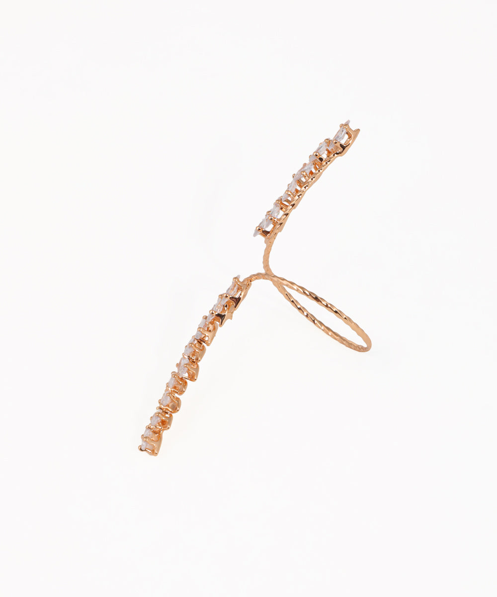 Statement Textured Band Marquise Stone Wrap Ring | Stylika