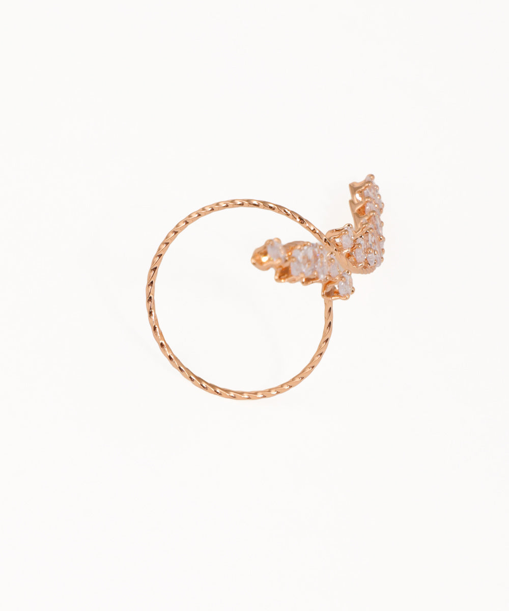 Statement Textured Band Marquise Stone Wrap Ring | Stylika