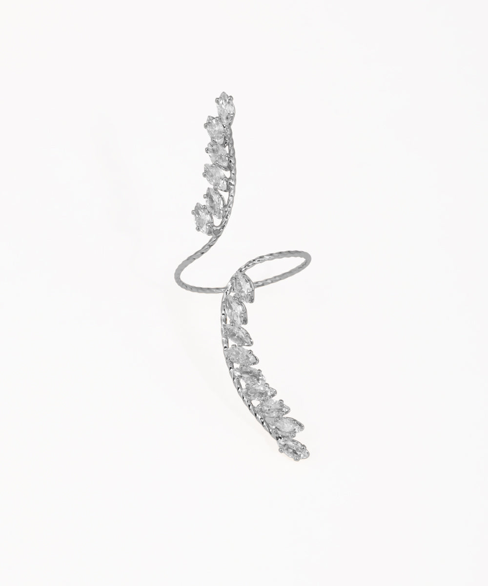 Statement Textured Band Marquise Stone Wrap Ring | Stylika